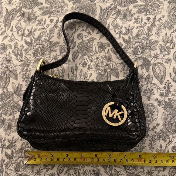 Michael Kors Black Snakeskin Mini Bag with Gold Accents - Picture 7 of 9